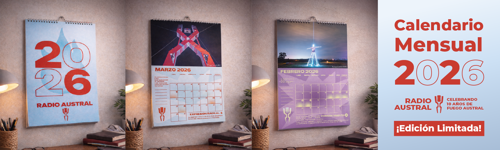 Calendario mensual Radio Austral 2026 📻🔥